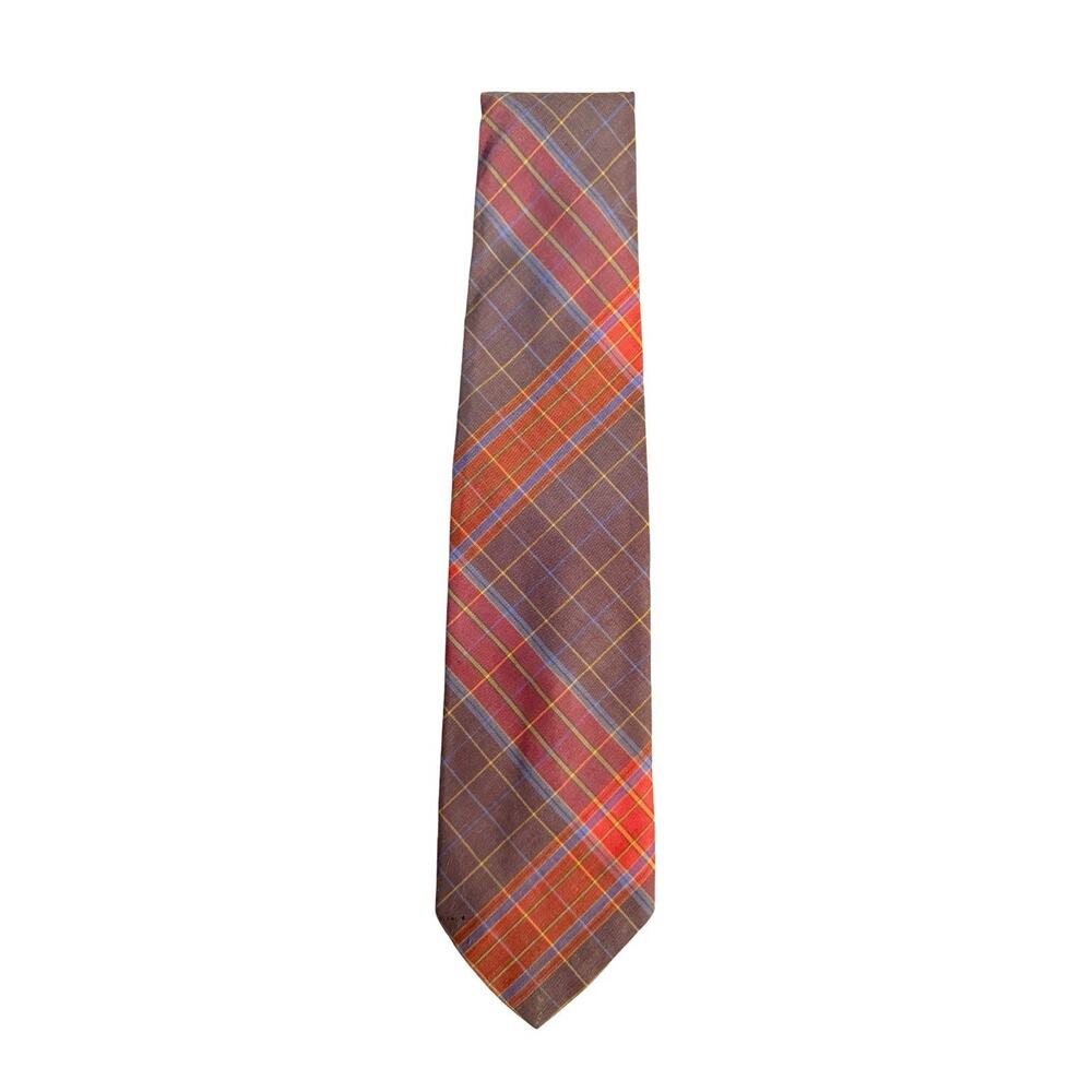 Vintage Sambo’s Restaurant Uniform Tie Brown Plaid 1970s Retro Employee Neckwear